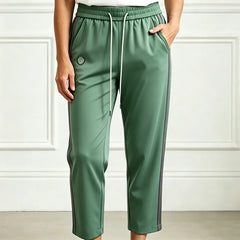 ✨Pantaloni Casual de Vară Damă: Croială Dreaptă și Fluidă, Efect de Subțiere, Cu Șnur în Talie și Dungă Laterală Sport-Șic