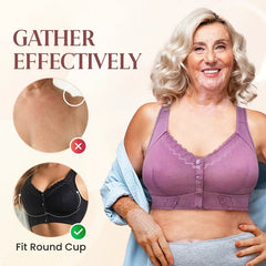 (3 τεμ)💕🎁【45kg-155kg】Υπέρμεγεθες σουτιέν, αναπνεύσιμο, από μαλακό βαμβάκι, με κουμπιά μπροστά——3895256