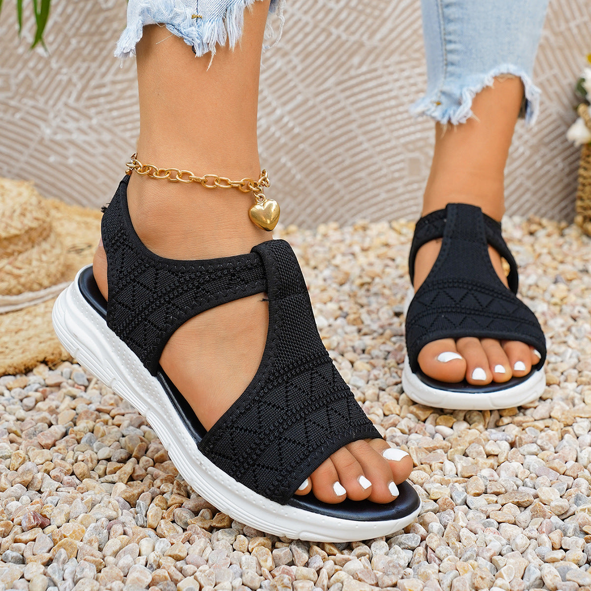 【Talpă ultra moale】Sandale moderne, confortabile și respirabile din material flyknit