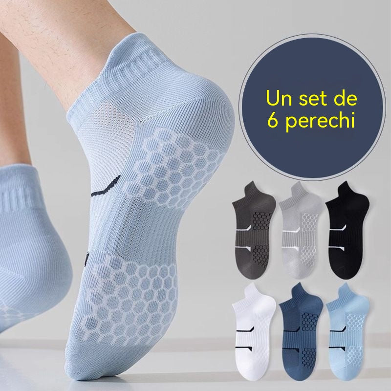 🧦🌸 【Set de 6】Șosete sport scurte, talpă din plasă pentru masaj, absorbante ale transpirației și respirabile