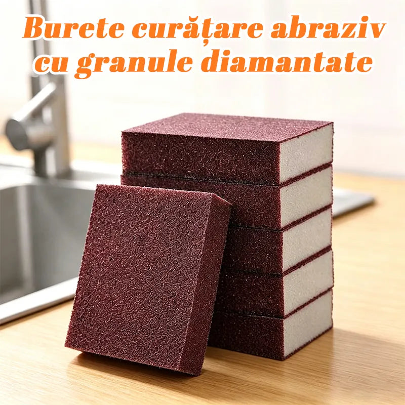 【Pachet de 5 bucăți】🧽 Spune Adio Arsurilor de pe Oale! Buretele Magic cu Carborund și Mâner – Curățare Fără Efort, Fără Mâini Murdare! ✨🍳