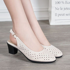 👡【35-41】2026 sandale noi din piele moale, cu toc gros, cu talpă moale