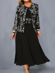 🔥【Rochie + Sacou】Cumpărați cel mai popular produs! Set de rochie din două piese cu imprimeu