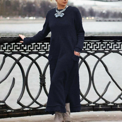 【S-5XL】Νέα πλεκτά φορέματα,Χαλαρή εφαρμογή για να κρύβει το λίπος