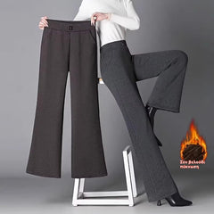 【Țesătură îmbunătățită】Pantaloni din Lână de Lux, cu Talie Înaltă și Croială Bootcut, care subțiază Silueta