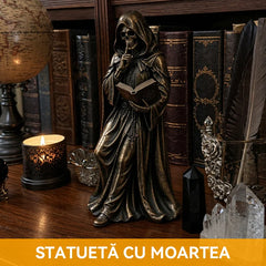 🧙‍♂️Statuetă Gotică din Rășină cu Moartea pentru Bibliotecă – Adaugă Mister și Eleganță Casei Tale!