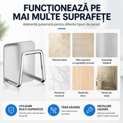 【10 buc】Suport pentru Burete din Oțel Inoxidabil Autocolant – Organizator Scurgător fără Găurire, Cârlig Multifuncțional Impermeabil pentru Chiuvetă Bucătărie, Baie, Perete