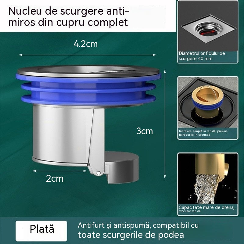 🔥 Cumpără 1, primești 1 gratis! 🔥🚿 Sifon de pardoseală universal din alamă, cu nucleu anti-miros și dezodorizare ✨
