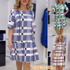 👗 【S-5XL】❤️2024 Nouă Rochie Multicoloră Elegantă în Carouri