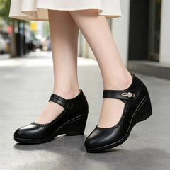 👠【Piele naturală de înaltă calitate】Pantofi eleganți cu platformă tip pană