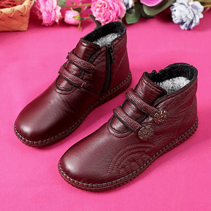 💥【Μεγέθη 35-40】Γυναικεία χειροποίητα δερμάτινα βαμβακερά αντιολισθητικά παπούτσια