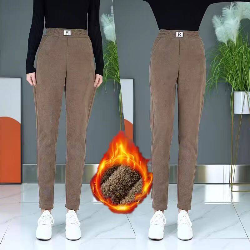 【35% OFF】2025 νέο φθινόπωρο και χειμώνα γυναικείο βελούδινο ψηλόμεσο casual παντελόνι