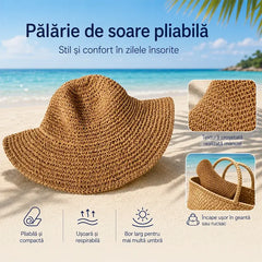👒 Accesoriul perfect pentru vacanță! Pălărie de soare din paie împletită manual, pliabilă și ultra-ușoară! ✨🏖️
