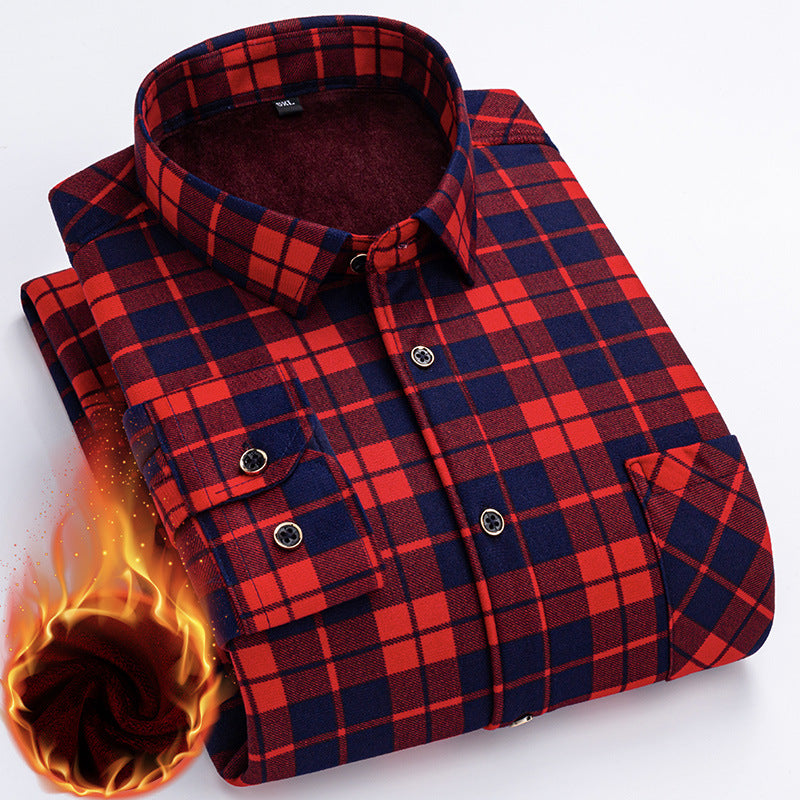 👔Cămașă bărbătească nouă călduroasă, din fleece, cu două fețe, potrivită pentru iarnă, elegantă și versatilă