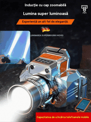 🔦Lanternă ultra-luminoasă cu senzor montat pe cap, eliberează mâinile, timp de iluminare ultra-lung