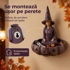 Tăviță decorativă Vrăjitoare & Dovleac – Suport multifuncțional / Scrumieră pentru casă și birou! 🎃🧙‍♀️