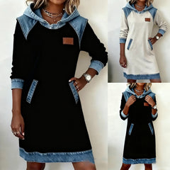 🌷🌞Nouă rochie din denim patchwork pentru iarna anului 2025, elegantă și simplă