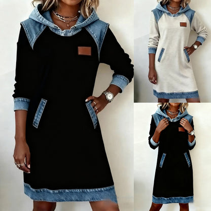 🌷🌞Νέο φόρεμα τζιν patchwork για τον χειμώνα του 2025, κομψό και απλό