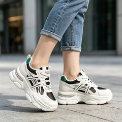 👟【Suport pentru arcadă + talpă moale】Pantofi casual cu plasă respirabilă și talpă groasă cu efect de înălțare