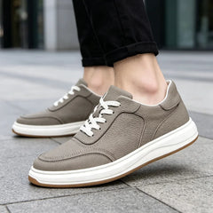 Pantofi Casual din Piele Naturală pentru Bărbați, Adidași Clasici și Sport cu Talpă Moale, Model Respirabil Găurit de Vară