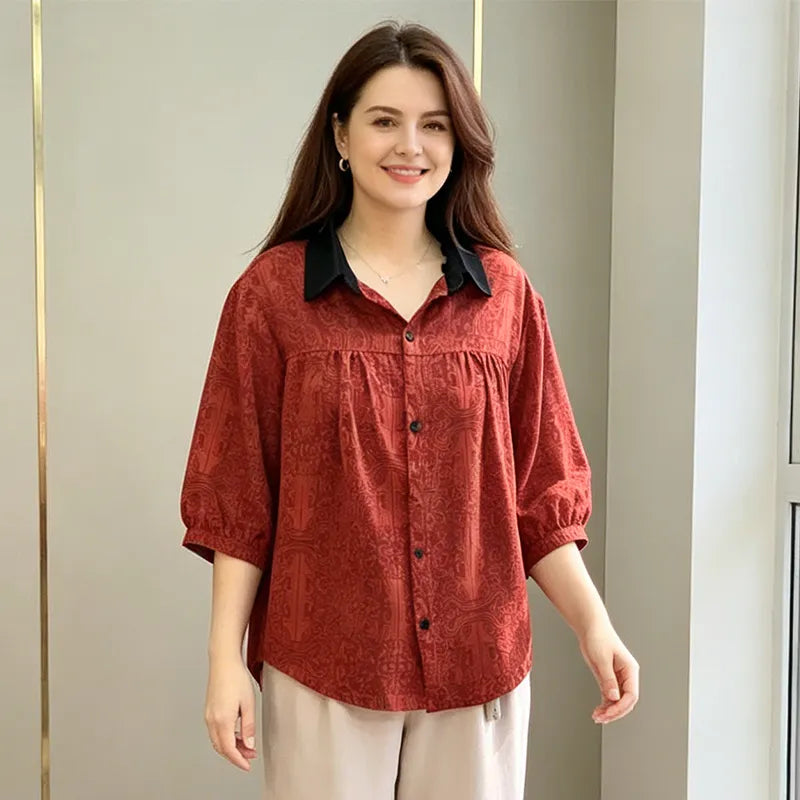 ✨ Cămașă Jacard Lejeră de Vară – Efect Instant de Subțiere, Stil Rafinat și Confort Maxim pentru Doamne! 🌸🕊️