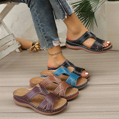 👡 Papuci din Piele Naturală cu Suport Anatomic – Eleganță Retro, Talpă Anti-Oboseală și Mărimi Mari 36-43! ☀️✨