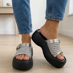 👡 papuci noi de vară cu design împletit și talpă groasă
