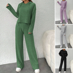 📢📢50% reducere!!! 😍 Set de damă din două piese: hanorac tricotat cu glugă și pantaloni largi