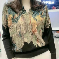 【De înaltă calitate】Pulover tricotat de lux, cu decolteu în V și strasuri decorative