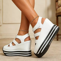 👡【Piele naturală premium – versiune nou îmbunătățită】Sandale romane moderne cu platformă – efect de înălțare de 10CM, elegante și confortabile