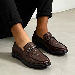 Mocasini Bărbătești din Piele cu Textură de Crocodil – Stil Business Casual, Eleganți și Confortabili