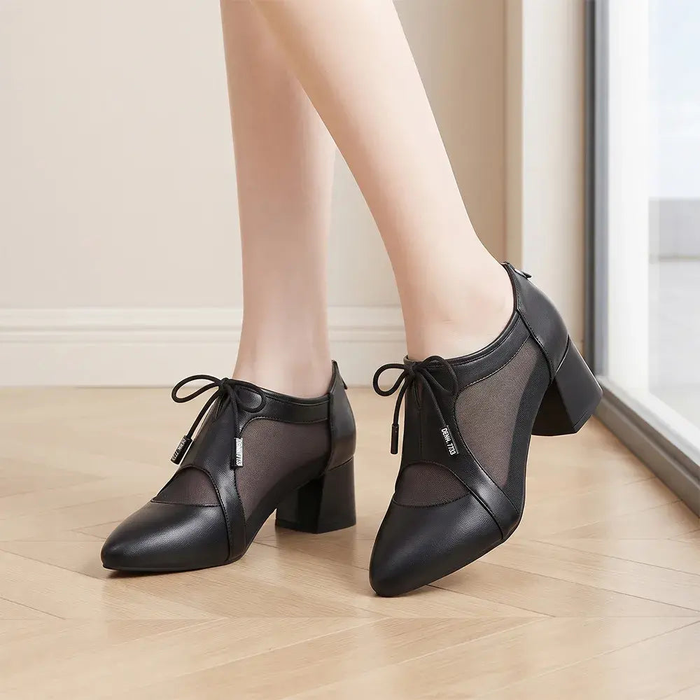👠Sandale Elegante Fashion cu Toc Înalt și Detalii din Plasă