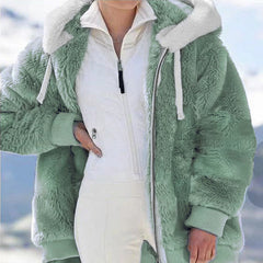 ☃️Reducere limitată de 39%❄️【Cumpără 1 și primești 1 gratis】[S-5XL] Geacă de damă groasă, plușată, cu dungi contrastante, 2025