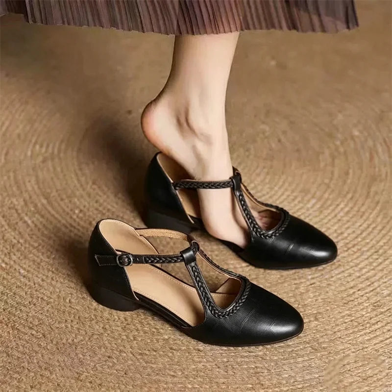 Pantofi Retro din Piele: Design cu Barete și Confort Sporit, Mărimi 35-40 ✨