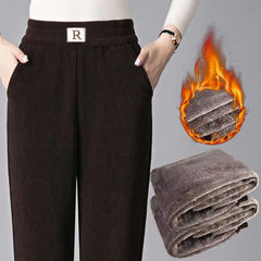 【Recomandat!】 Pantaloni groși, confortabili din catifea reiată, cu căptușeală fleece pentru iarnă
