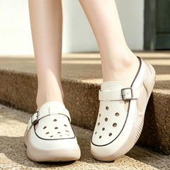 Saboți Casual Damă cu Platformă Moale: Design Decupat Respirabil, Stil Slippers Sport, Amortizare și Ameliorarea Durerilor de Picioare