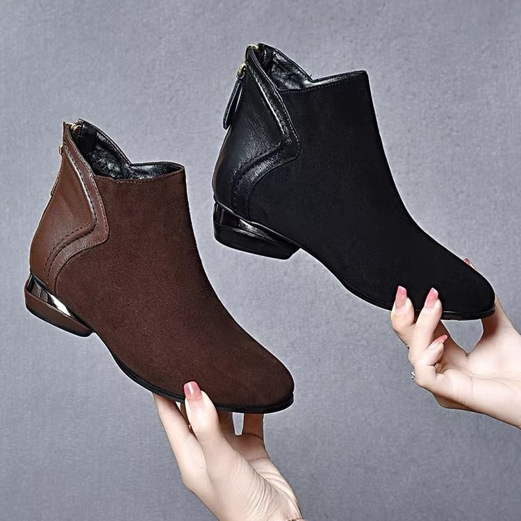 🔥【Μεγέθη 35-41】Νέες μπότες Martin Φθινόπωρο/Χειμώνας 2025, Patchwork από κασμίρ και δέρμα αγελάδας