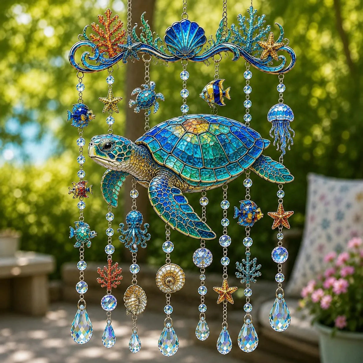 🌊💎Clopoțel de vânt din cristal cu tematică marină – decorațiunea ideală pentru grădina și balconul tău