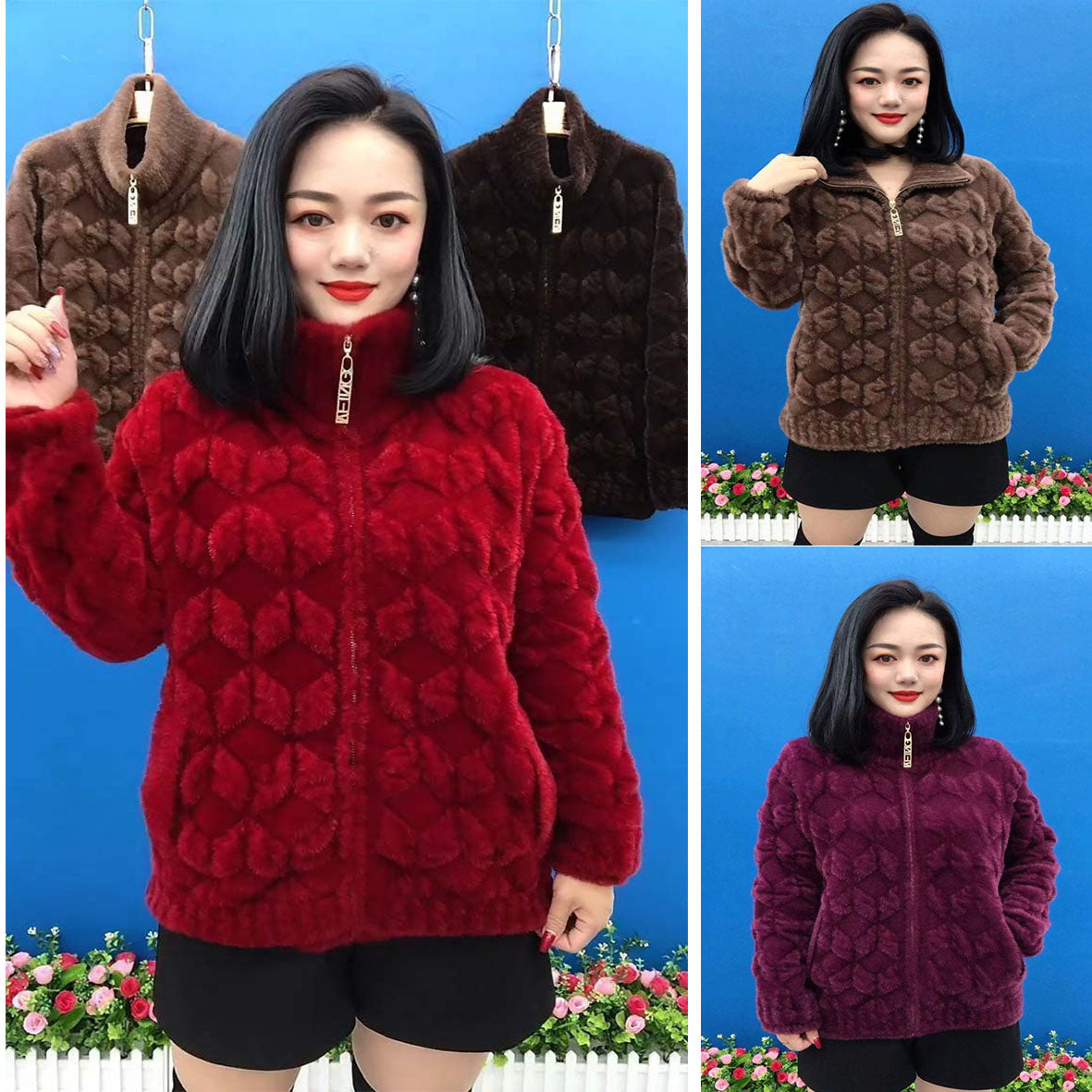 🔥【Κατάλληλο για βάρη 40-100KG】Παλτό από φλις βιζόν για τον χειμώνα