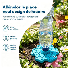 【4 buc】Adăpătoare pentru Albine cu Design Fagure și Țăruș – Dispenser Automat de Apă Anti-Înec pentru Grădină