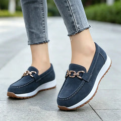 ✨ Confort absolut și stil retro! Mocasini casual slip-on cu cataramă metalică (Piele moale / Talpă flexibilă anti-șoc / Ușor de încălțat / Culori: Negru, Maro, Albastru, Kaki, Gri / Mărimi 36-43)! 👟