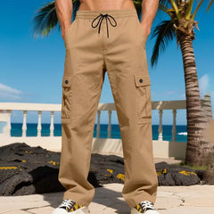 Pantaloni Cargo Bărbătești Multi-Buzunare – Stil Outdoor, Talie Elastică cu Șnur, Confortabili și Rezistenți