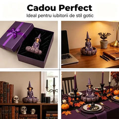 Tăviță decorativă Vrăjitoare & Dovleac – Suport multifuncțional / Scrumieră pentru casă și birou! 🎃🧙‍♀️