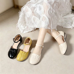 👡 Pantofi de Vară Decupați din Piele Naturală – Vârf Rotund, Toc Gros Lejer și Confort anti-bătături! 🌸 Soft Style