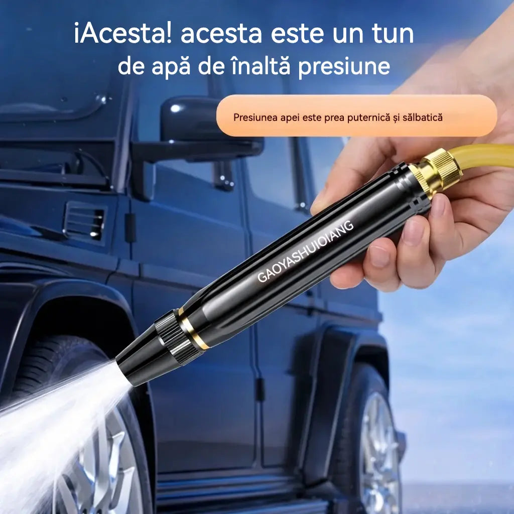 Pistol de Apă de Înaltă Presiune pentru Spălare Auto și Grădinărit – Set cu Duza Directă și 2 Coliere din Oțel Inoxidabil