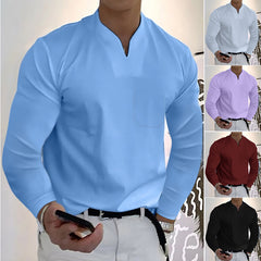 ✨【S-5XL】 Tricou de vară pentru bărbați, din bumbac elastic, cu decolteu în V, în stil nou