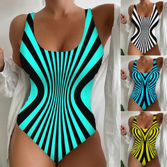 🔥【40-120kg】👙 Costume de baie moderne și confortabile, cu uscare rapidă – design unic în dungi