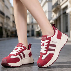 👟 Pantofi casual moderni cu talpă groasă și design în culori contrastante｜efect de înălțare și subțiere + respirabili și confortabili