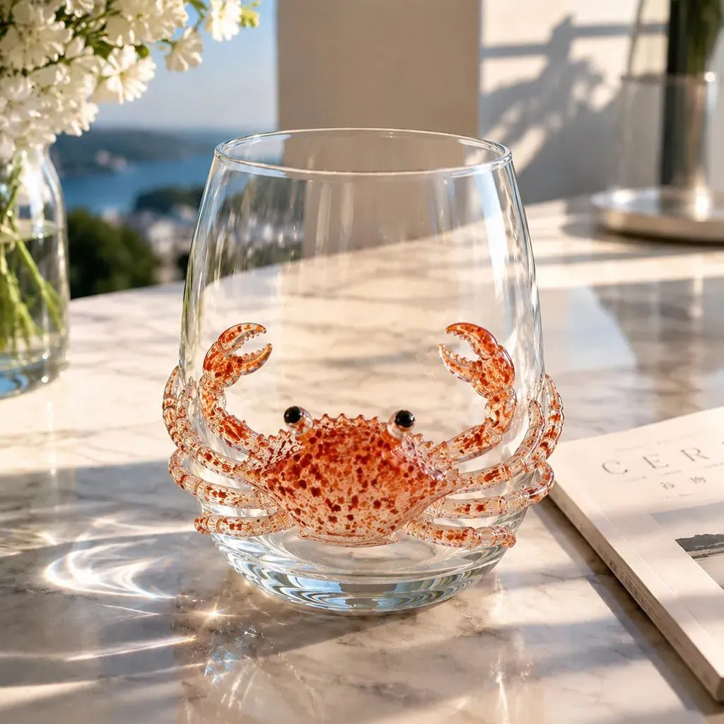 Pahar de Whisky Premium din Sticlă Suflată Manual, Model Caracatiță 3D Artizanală, Pahar Creativ pentru Cocktail și Bar, Cadou de Lux