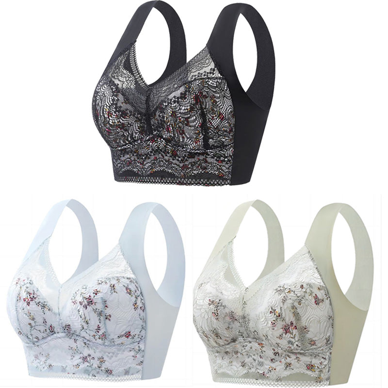 🔥【3 bucăți】【Reducere la ofertă】💕🎁Sutien fără cusături din mătase de gheață de mărime mare – respirabil și reglabil [40kg-100kg]